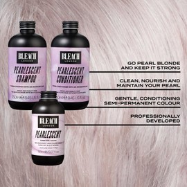 Bleach London 3 x Pearlescent Semi Permanent Hair Colour 150ml Pearlescent Shampoo 250ml & Conditioner 250ml Colour Care Kit for a Pearl Blonde