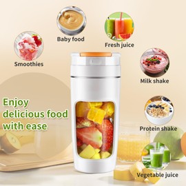 Portable Blender Cup 600ml - Large Capacity Travel Mug for Shakes, Smoothies & Juices | USB Rechargeable Personal Blender with Multi-Blade Tech & High-Power Motor (White)