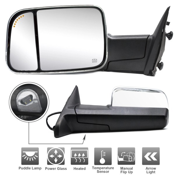 Unbranded Towing Mirrors Fits 2011-15 Dodge Ram 3500 Power Heated