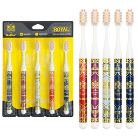 Premium Adult Manual Soft Bristle Toothbrush- 5-Pack, Ultra Soft Bristles, Ergonomic Handle, Dentist Recommended for Gum Care and Plaque Removal, Eco-Friendly Materials (Multiple Colors)