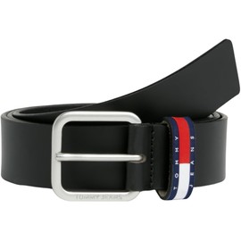 Tommy Jeans Men's Ryan Regular Belt with Leather Logo, Black (Black), 39,4 inches