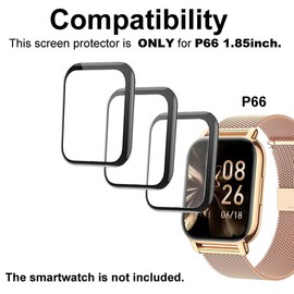 smaate 3D Screen Protector Compatible with Popglory NiUFFiT Nacid P66 1.85 inches, Hoxe Y6 1.85”Smartwatch
