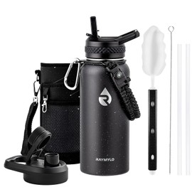 RAYMYLO 32oz Insulated Water Bottle, Triple Wall Vacuum Stainless Steel Water Bottles - Keeps Cold 48H, Reusable Metal water flask Jug for Gym, Sports, Camping, Hiking,Travel, Black Speckled