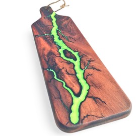 NAV KONST Epoxy Cutting Board, chopping, charcuterie Serving Platter for Gifting Size 21" X 5.5" X .75" Lemon Green Resin