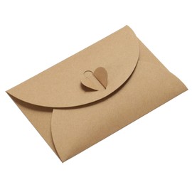 PATIKIL Mini Envelopes, 24 Pack Heart Clasp Tiny Items Storage Cute Present Card Holder for Wedding Greeting Party, Brown