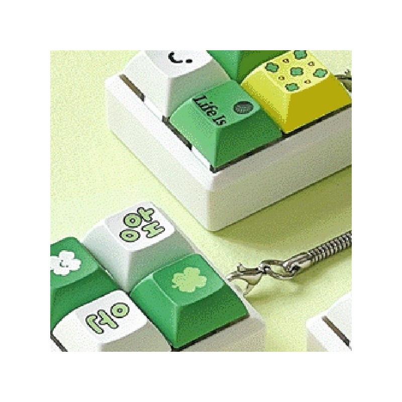 Square key cap green transparent case key ring bag decoration