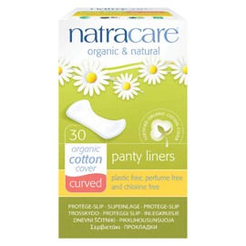 Natracare Natural Curved Panty Liners - 30 Pack - Organic Cotton Cover - Chlorine Free