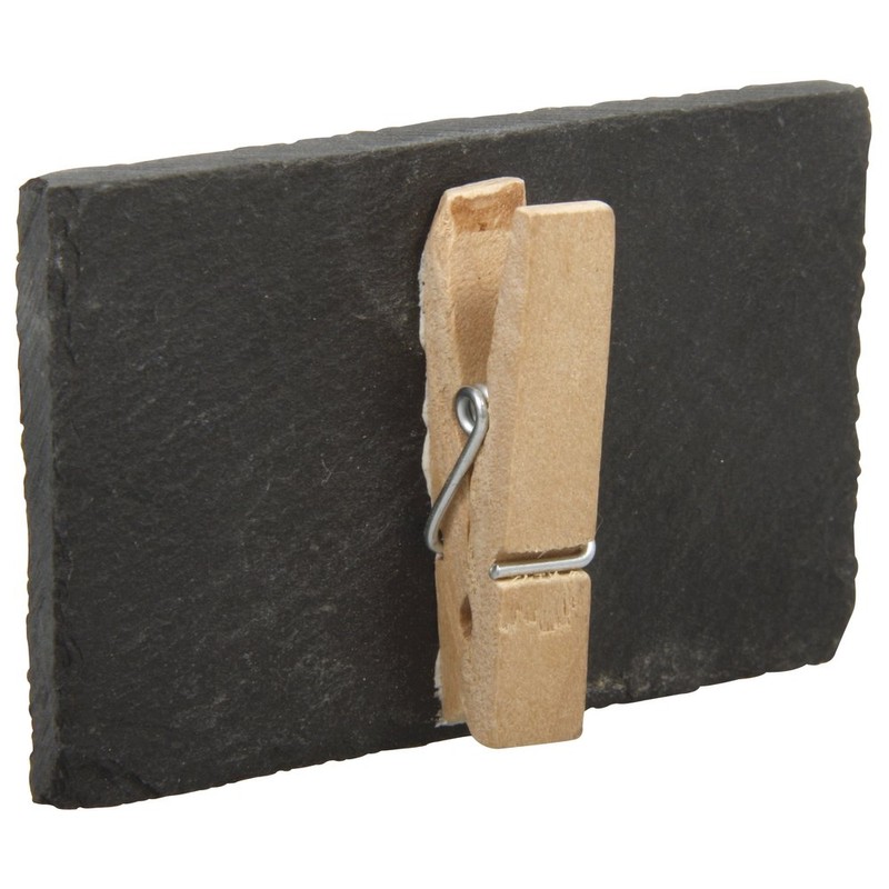 Rayher 56276000 Schiefer Tafel auf Klammer, 6x4cm, Pack 4Stück