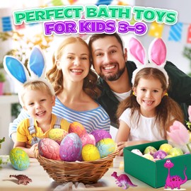 Bath Bombs for Kids with Surprise Toys Inside - Sanyi Dinosaur Bath Bombs Gift Set, 9 Pack Organic and Natural Bubble Bath Fizzes, Dino Egg Birthday Christmas or Easter Gifts for Kids Girls and Boys