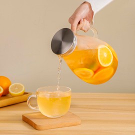 BTGLLAS 2Pcs 88 Ounces - 2600ml Glass Pitcher With Lid,Cold Water Jug - Elegant Design, Large Capacity Water Carafe for Juice, Milk, Cold or Hot Beverages (2, 2600ML)