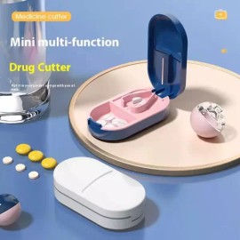 2-in-1 알약 보관함 및 소형 대형 절단기 일상 사용 여행용 포켓에 적합한 [white] 2-in-1 Pill Storage Container and Small Large Cutter Suitable for Daily Use Travel Pocket [white]