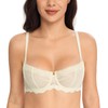 Lemorosy Women's Push Up Lace Sheer Bra Unlined Underwire Demi