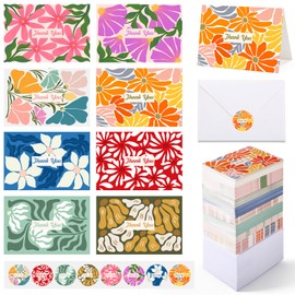 Gueevin 144 Pcs Thank You Cards with Envelopes Stickers Bulk 3.5x5'' Blank Stylish Cards Assorted Cute Greeting Card Decor Thank You Notes Great for Birthday Wedding Business Graduation Bridal Shower