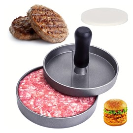 ANMEISH Burger Press with 100 Wax Paper, Aluminum Meat Patty Hamburger Press, Non-Stick Burger Maker for BBQ, Baking, Stuffed Burgers, Beef Burger