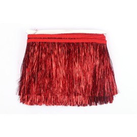 YYCRAFT 8" Wide Tinsel Fringe Tinsel Trim Tinsel Garland Dance Costume Fringe Trimming Shiny foil Effect Party Decor (5 Yards,Red)