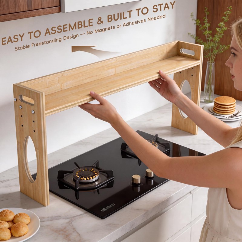 Woodever Bamboo Over the Stove Spice Shelf, 31.5" over the
