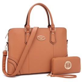 Dasein Women Two Tone Tote Purses Handbags for Women Shoulder Work Bag with Matching Wallet (Brown)