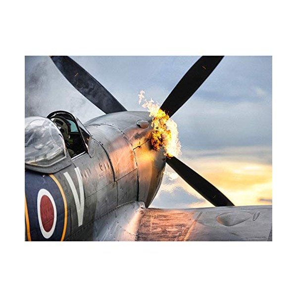 Taylor Military UK Spitfire TE311 Fighter Plane Photo Premium Wall Art Canvas Print 18X24 Inch