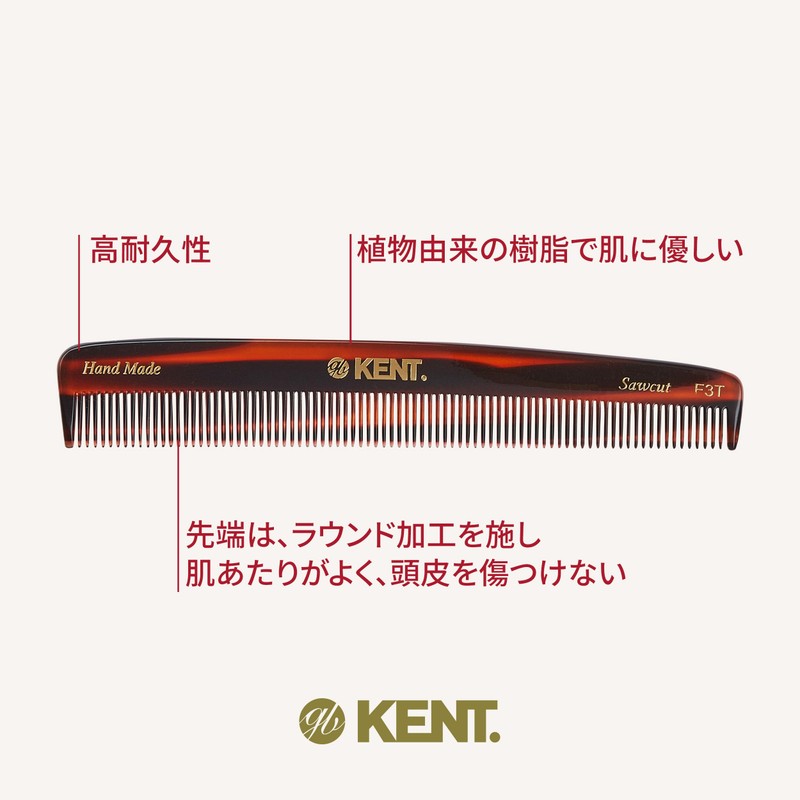 G.B.KENT Kent 163mm Handmade Pocket Hair Comb Warrant to British