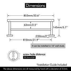 KES Double Towel Bar 33.6 Inch, Towel Racks for Bathroom Towel Holder SUS304 Stainless Steel Rustproof Wall Mounted Brushed Finish, A2001S86-2