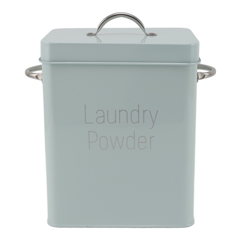 Metal Laundry Room Container with Dual Side Handles with Spoon