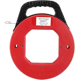 YaeKoo 200ft Length Fish Tape Reel, Spring-Steel Fishtape with 1/8"(3 mm) Width Steel Pull Line, Nylon Handle