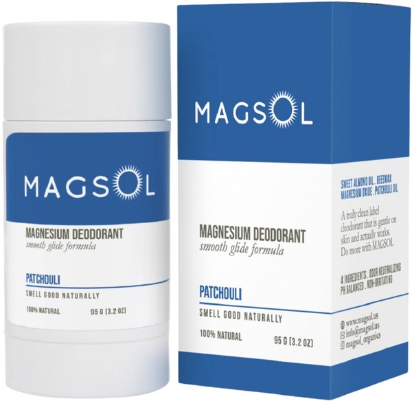 MAGSOL Natural Deodorant for Men & Women - Mens Deodorant with Magnesium - Perfect for Ultra Sensitive Skin, Aluminum Free Deodorant for Women, Baking Soda Free 3.2 oz (Patchouli)
