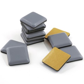 Piutouyar 12Pcs 1" Teflon Furniture Glides Pads, Self Stick Furniture Sliders Kits for Carpet Tile Hardwood Ground Protector, Square