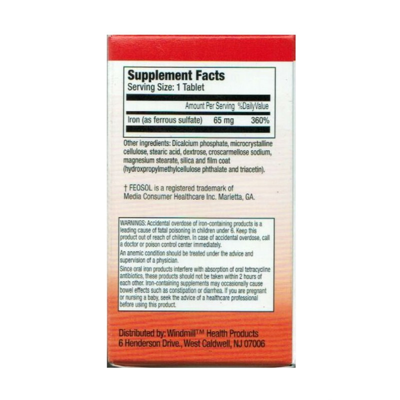 FE Tabs Ferrous Sulfate 65mg 100 ct