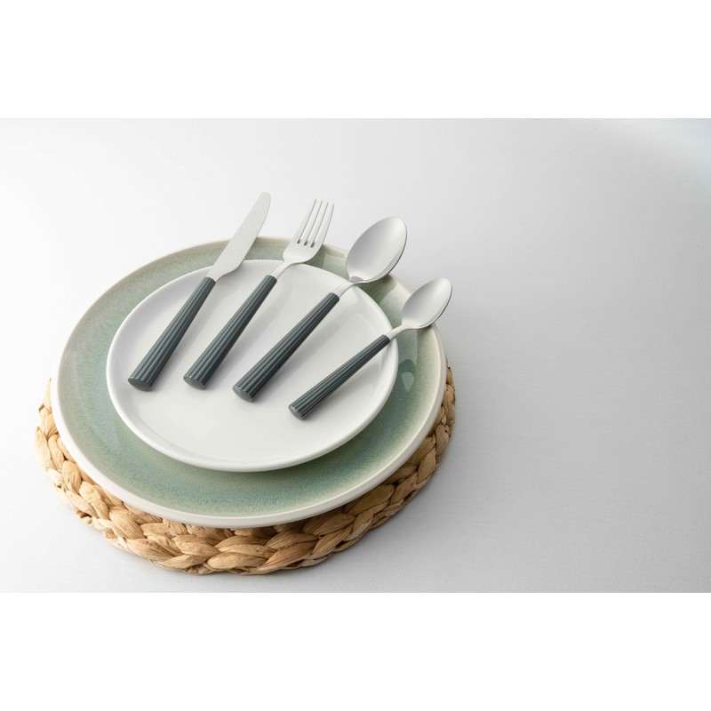 Grunwerg 16BX4312BK 16 Piece Cutlery Set, Stainless Steel, Black