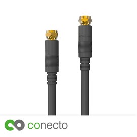 conecto HQ SAT Antenna Cable Satellite Cable Connection Cable for DVB-S/S2-4K UHD 1080p Full HD HDTV 3D (Coaxial Cable, F Connector to F-Connector, Double Shielding, Gold-Plated Connectors) Black 1.5