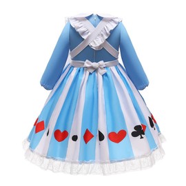 Lito Angels Alice in Wonderland Dress Costume Fancy Dress with White Apron and Headband for Toddler Girls Size 4-5 Years 110