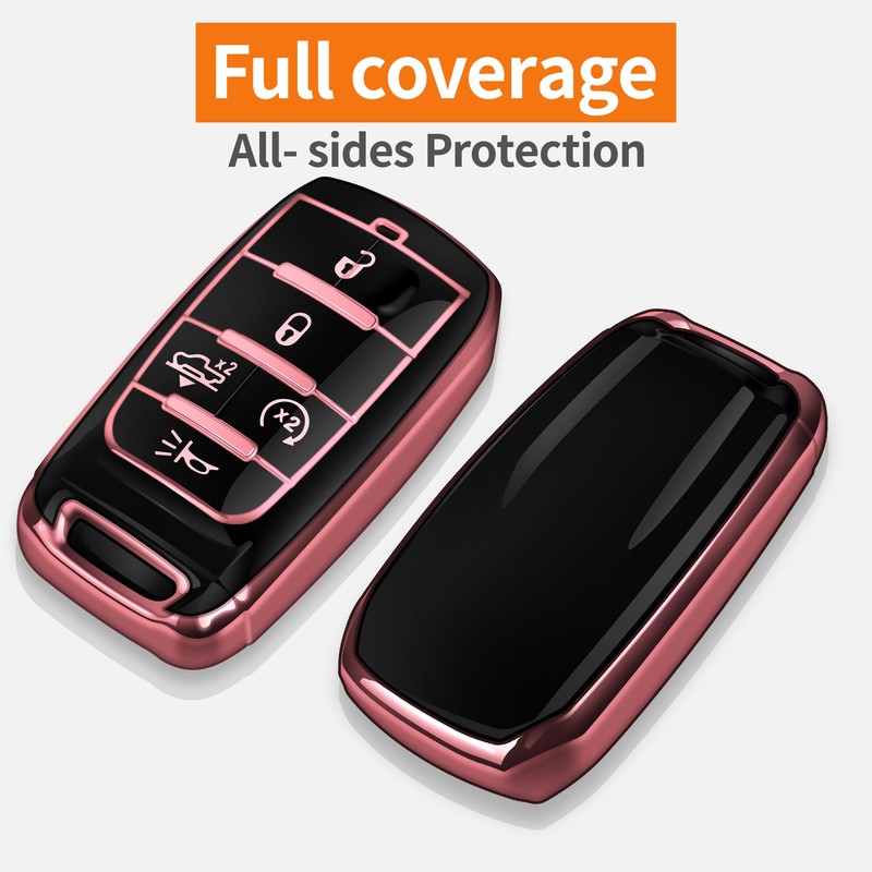 Sindeda for Dodge Key Fob Cover with Keychain Soft Full