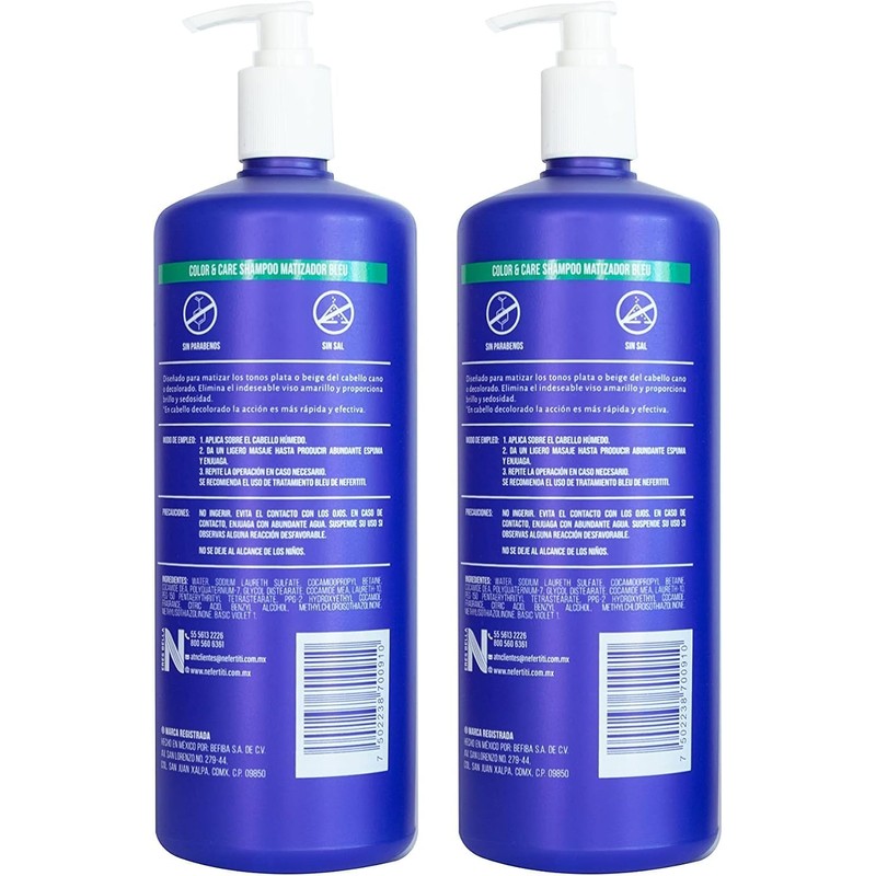 Shampoo Matizador Bleu Neferti 1L by Gaero Intensifica Tonos Plateados