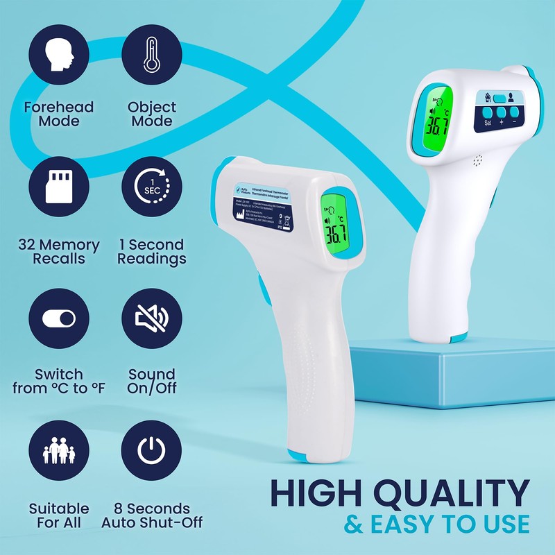 ByFloProducts, Forehead Thermometer, Non Touch Digital Thermometer for Adult and