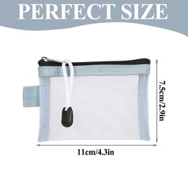 10 PCS Nylon Mini Zipper Mesh Bags Small Makeup Bag Offices Organizer Kit Coin Purse Card Holder for Office Supplies & Cosmetics Travel Accessories