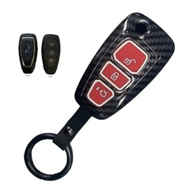 RED CARBON FIBRE HARD CASE KEY SHELL COVER FOR FORD FIESTA FOCUS MONDEO B-MAX UK (BLUE)