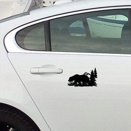 NBFU Bear Hunting Forest 1 (Black) (Set of 2) Premium Waterproof Vinyl Decal Stickers for Laptop Phone Helmet Car Bumper Mug Tuber Cup Door Wall Decoration