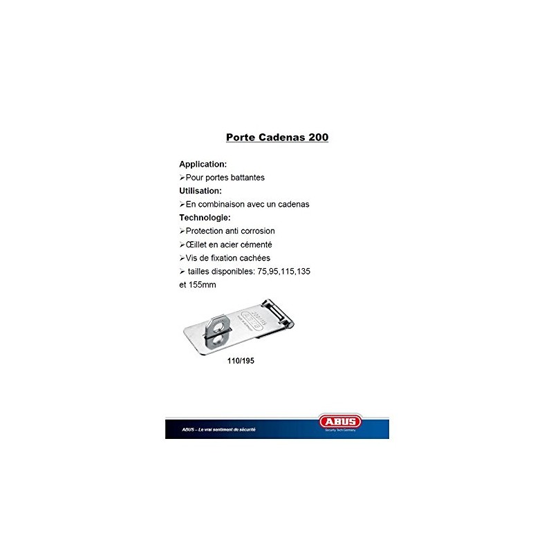 ABUS Hasp 200/135 - Padlock Device - for Hinged Doors