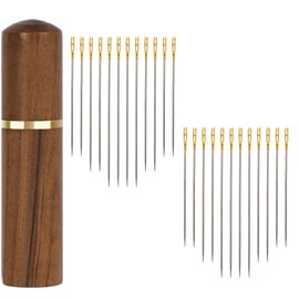 Self Threading Needles for Hand Sewing - YAWALL Easy Thread Needles, Quilt Needles for Hand Sewing with Wood Needle Storage Case
