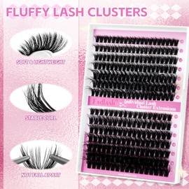 FADLASH Lash Clusters 60D+80D Eyelash Extensions 10-18mm Individual Cluster Lashes D Curl DIY Lash Extension Clusters 3D Effect Eyelash Clusters Volume (60D+80D-3D-Mix10-18)