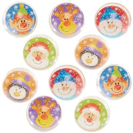 Baker Ross FX401 Christmas Chums Glitter Jet Balls - Pack of 10, Xmas Party Bag Fillers for Kids, Kids Bouncy Balls, Childrens Party Favours