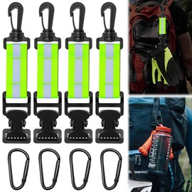 Celepoir Fire Brigade Glove Holder, Green Glove Holder with Carabiner, Reflective Strips, Fire Brigade Glove Holder, Metal Glove Clip, Glove Clip for Hanging Gloves, Pack of 4