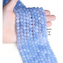 NUKAYAI Natural Stone Beads 100pcs 8mm Blue Aquamarine Round Stone Beading Loose DIY Smooth Beads for Bracelet Necklace Earrings Making