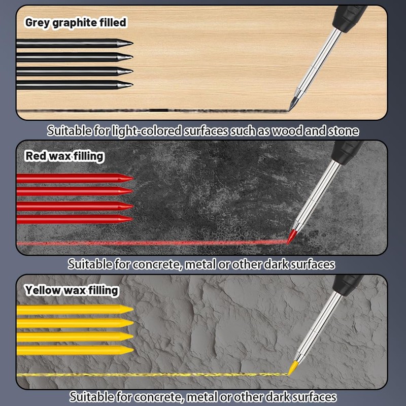 flintronic 8 Pack Carpenter Pencil Set with Finger Grip, Mechanical