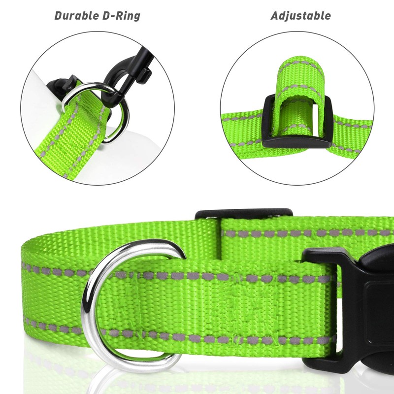 TagME Nylon Dog Collar, Adjustable Reflective Dog Collar with Safety