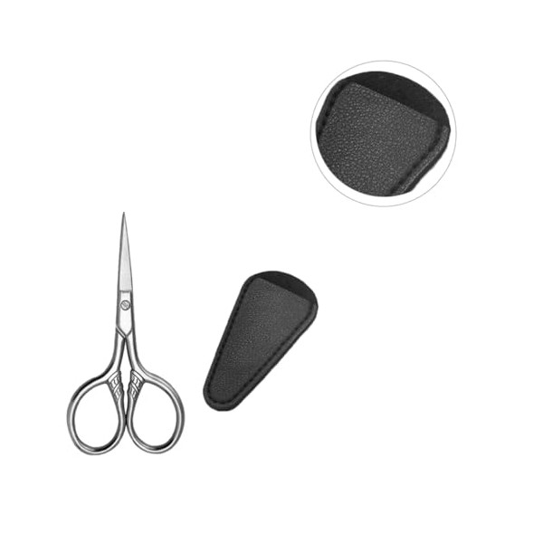 1set Portable Beard Scissors Precision Beard Trimming Shears Pu Cover
