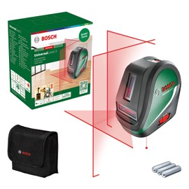 Bosch UniversalLevel 3 Cross Line Laser (Laser Cross with Additional Vertical Line at 90° Angle for an Additional Laser Cross on the Ceiling and Lower Plumb Point for Accurate Alignment, in Box)