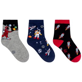 Sock It To Me, Juniors Crew, Space Walk, Astronaut, & Rocket Socks, (3-Pack)