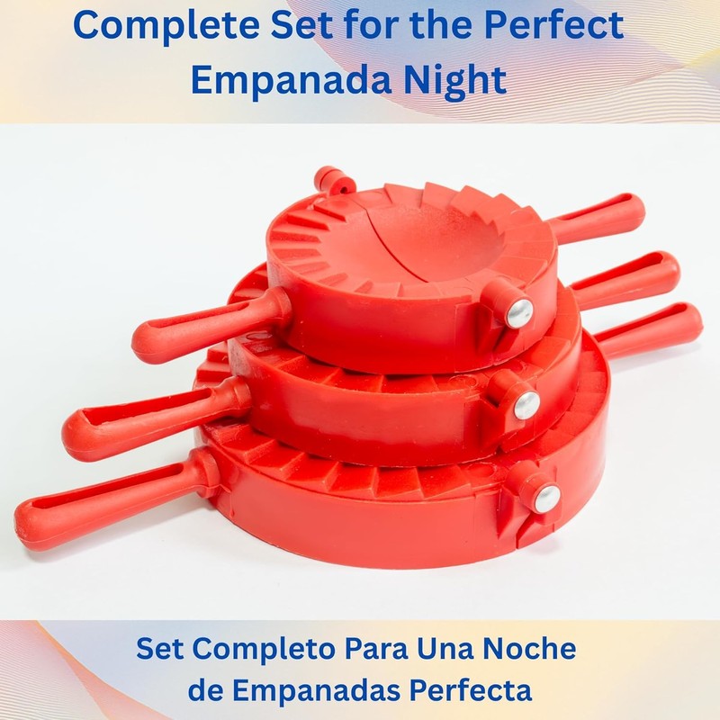 Empanada Maker Press Kit with 3 Sizes + Pasta Dough